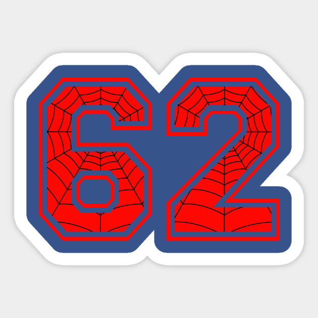 Number 62 Sticker by TWOFISTEDTEES